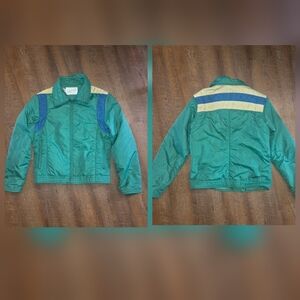1970s Swing West Ski Puffer Coat Jacket Green Beige Full Zip Size Large ? Unisex
